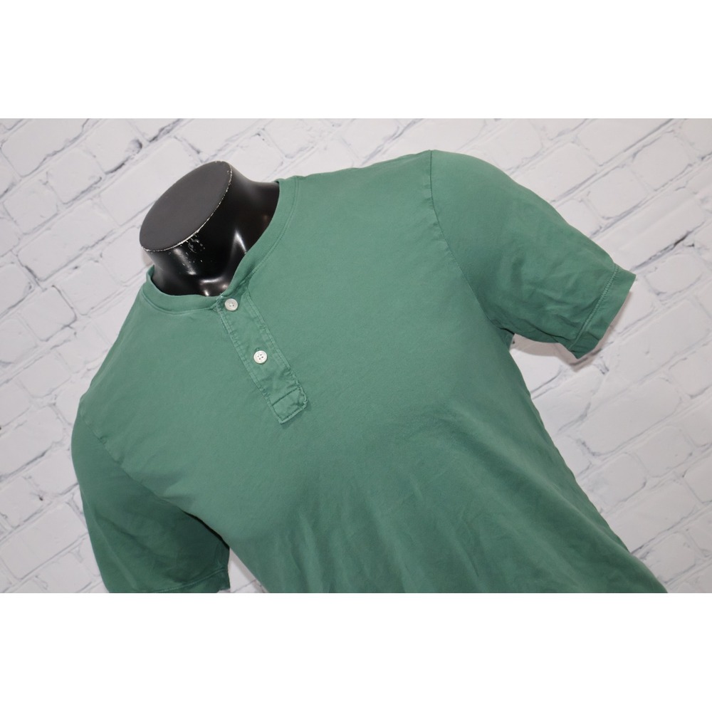 J.Crew Henley Shirt Mens Large Green Short Sleeve Broken-In Cotton Tee